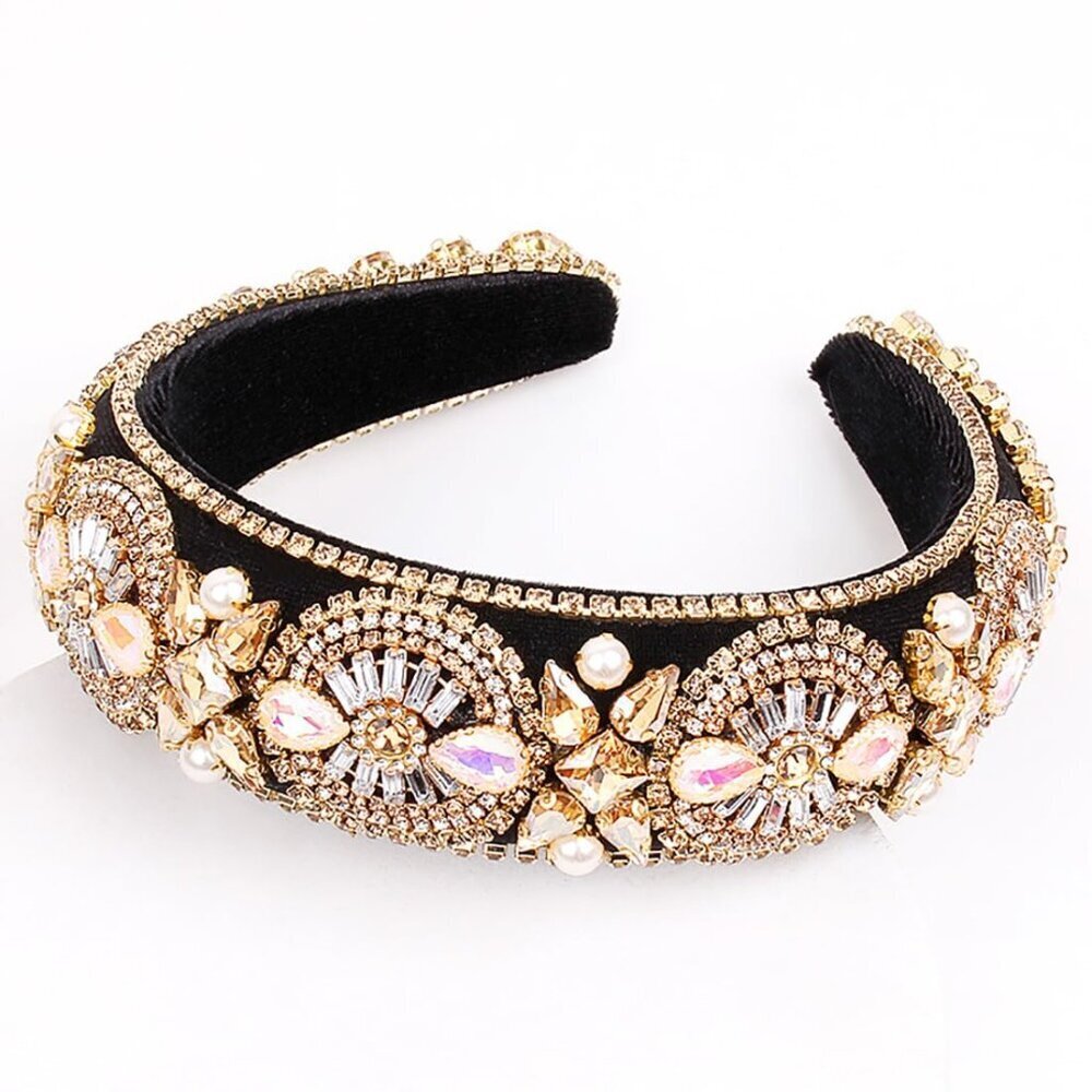 Crystal Pearl Headband Women Rhinestone Baroque Vintage Wedding Bridal Accessori